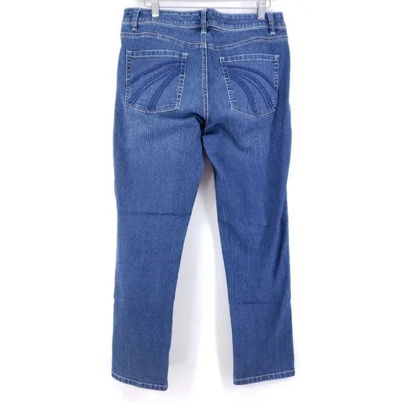 White House Black Market Womens Size 8 Straight Leg Denim Jeans Blue Mid-Rise - Picture 2 of 9